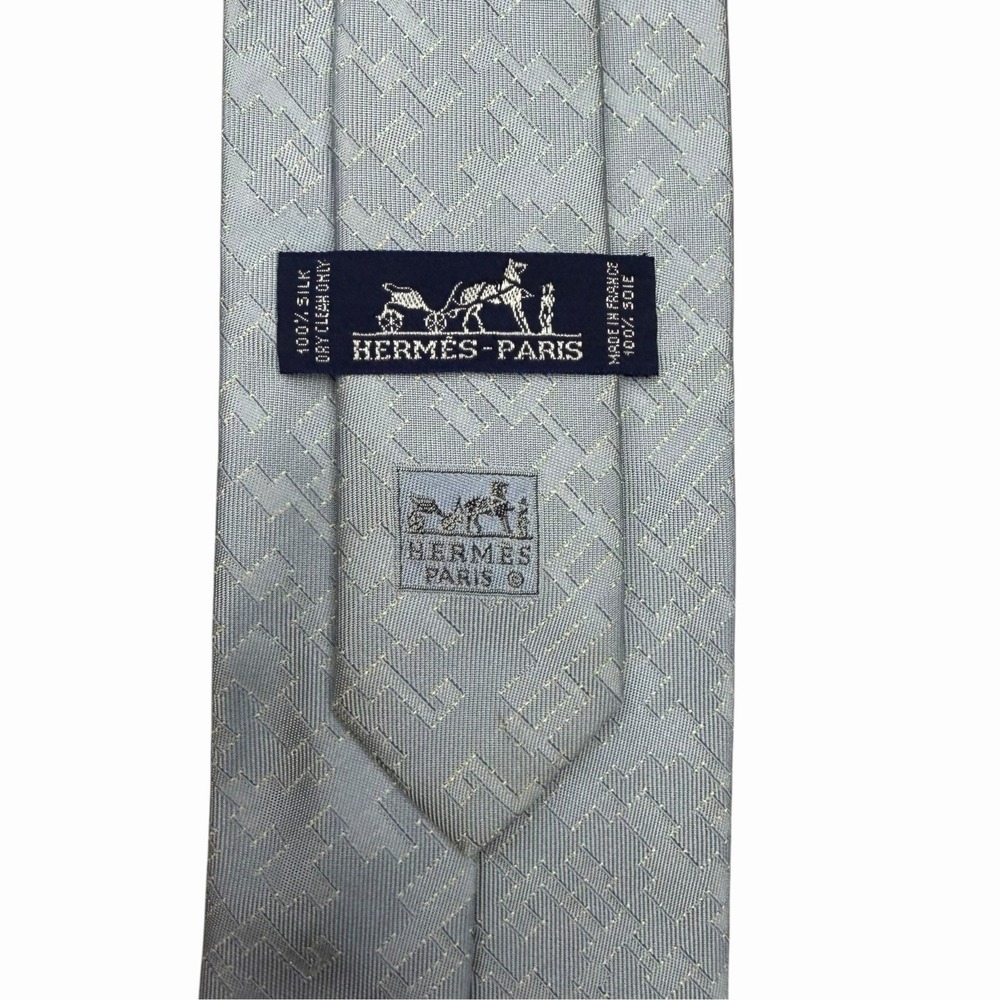 Hermes Men's Recent Tie Light Blue Geometric Jacquard Silk 3.5" (W) x 62.5" (L)